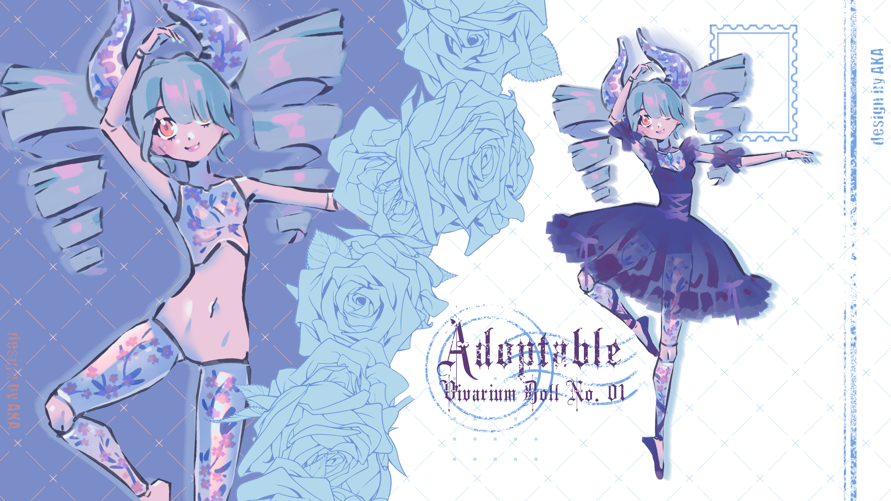 Adoptable Character Design illustration : Vivarium Doll